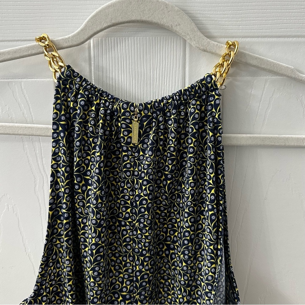 Michael Kors Chain Strap Midi Dress M – Y2K Resortwear Glam Floral - Picture 6 of 11